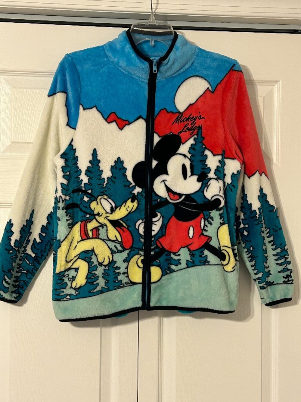 DISNEY Mickey & Friends Sz XS "Mickey's Lodge" Scenic Fleece Jacket